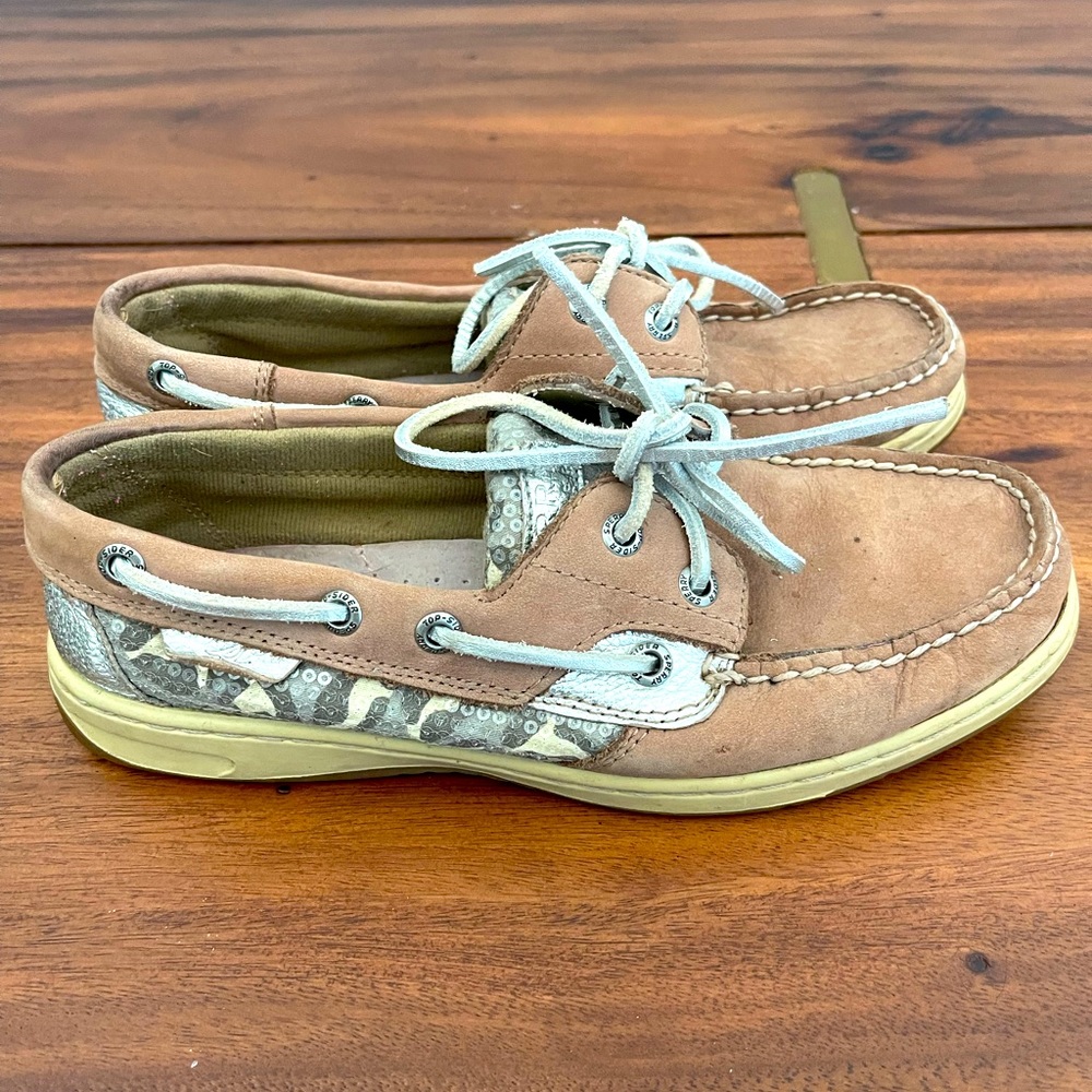 SPERRY TOP-SIDER Women Shoes Leather cheetah sequin metallic